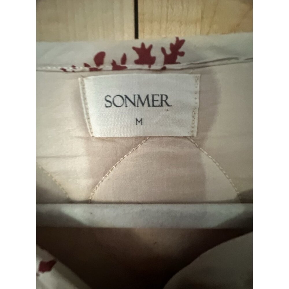 SONMER Cream /Wine Jacquard Print Quilted Poplin Cotton Jacket Sz M Retail $310 - Picture 2 of 8